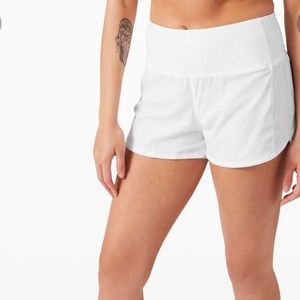 LULULEMON WHITE SPEED UP SHORTS
